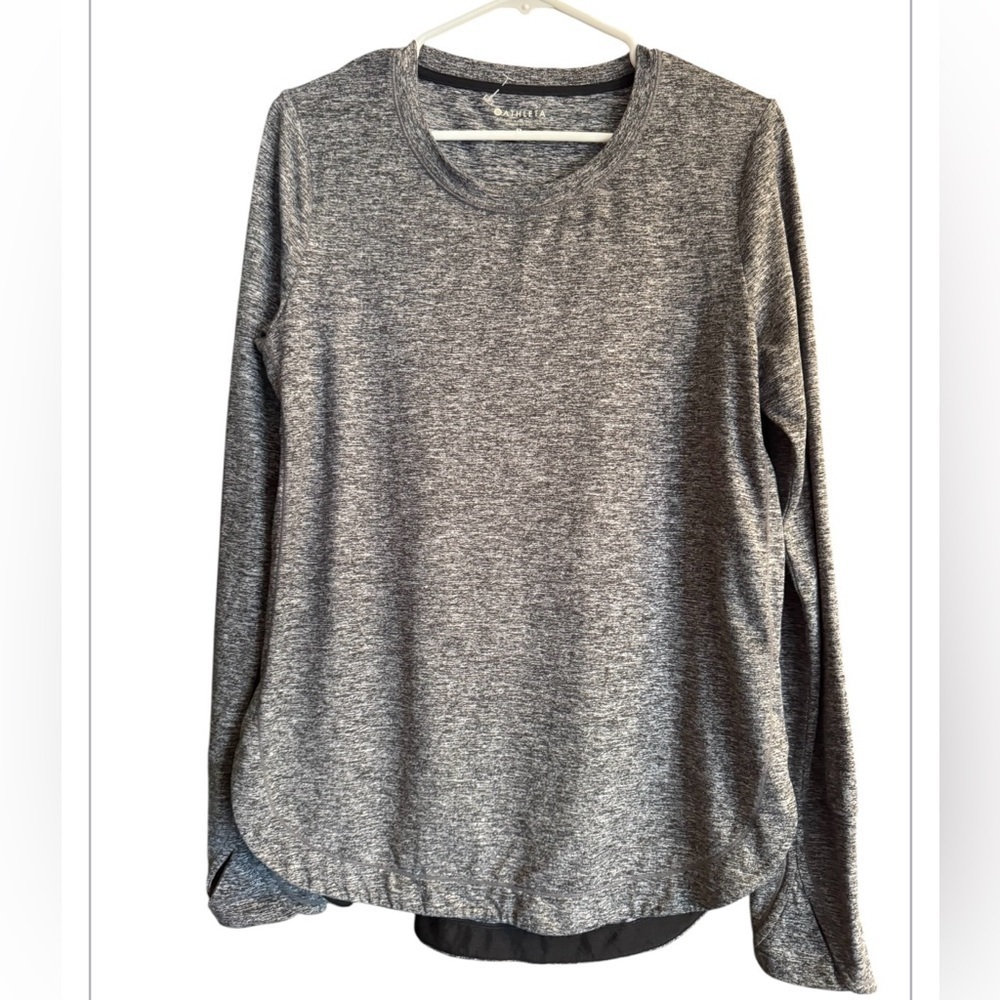 Athleta NWOT Uptempo Elevate Long-Sleeved Top, Black/Charcoal Heather